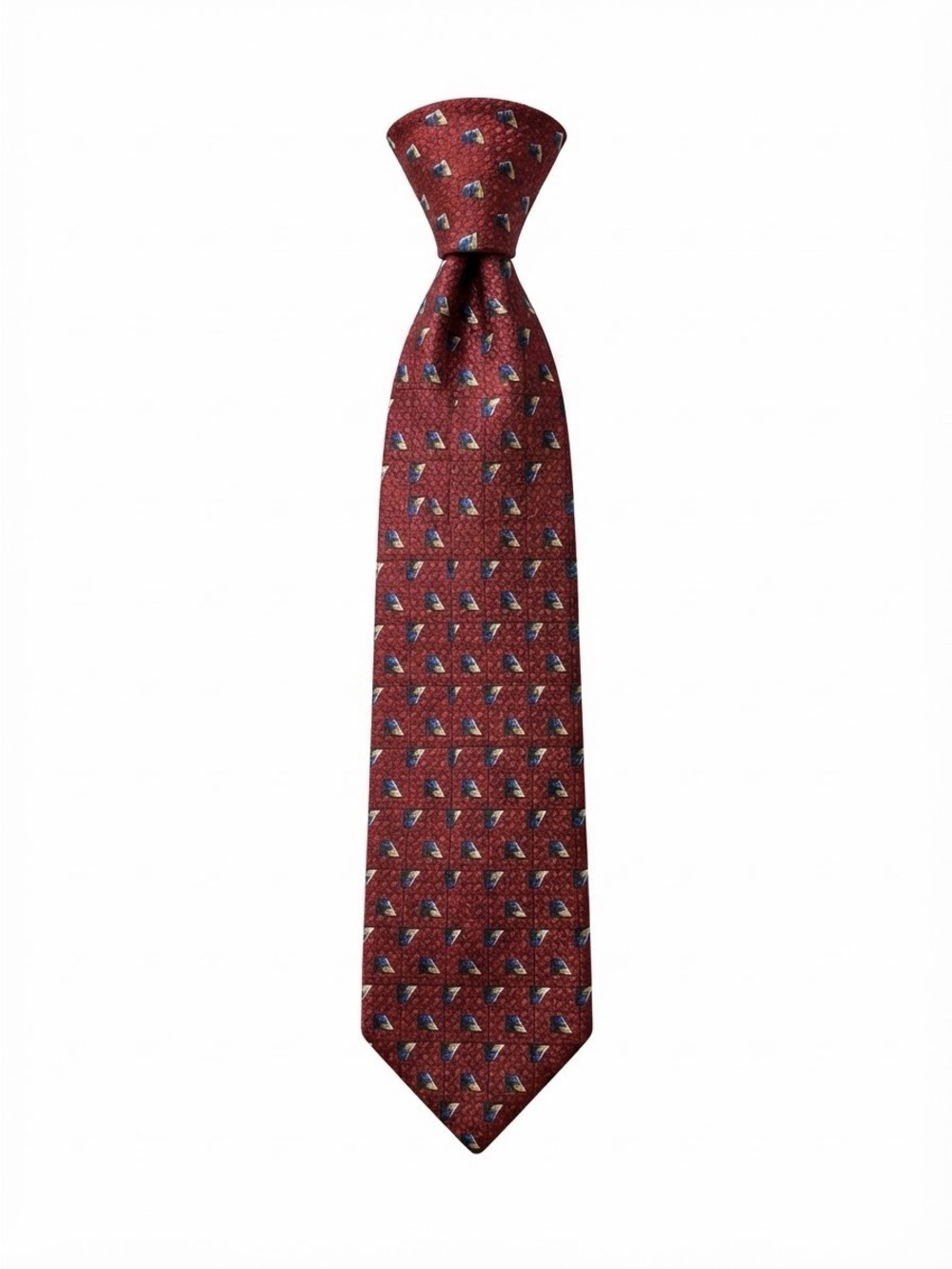 Ermenegildo Zegna Red & Blue Geometric Silk Tie